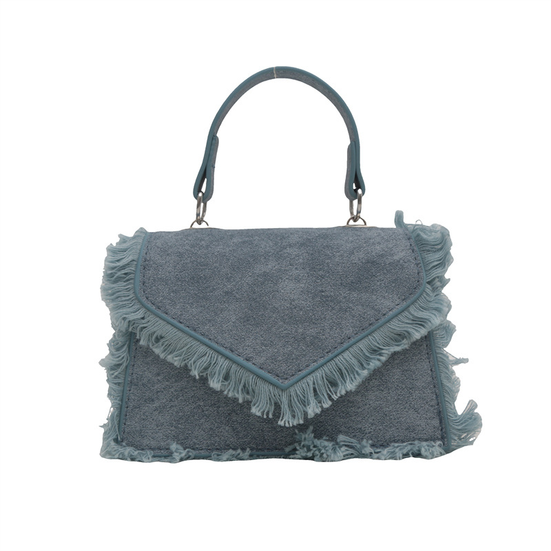 2024 Cross-border bags: Retro small bags, fringed bags, denim blue mini small bags, chain bags, handbags, crossbody bags Item Picture
