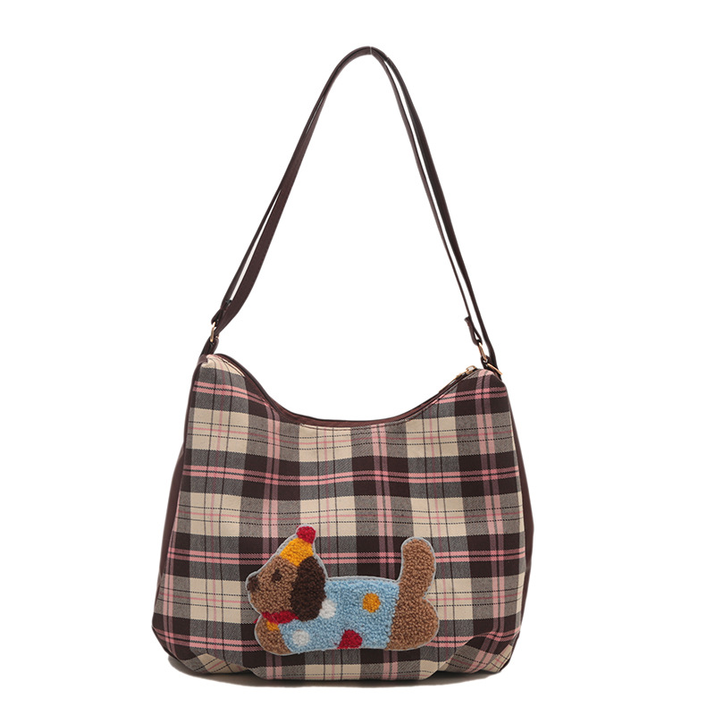 The checkered crossbody bag for women, a new 2024 stylish large-capacity travel backpack, a versatile and multi-functional tote bag for classes Item Picture