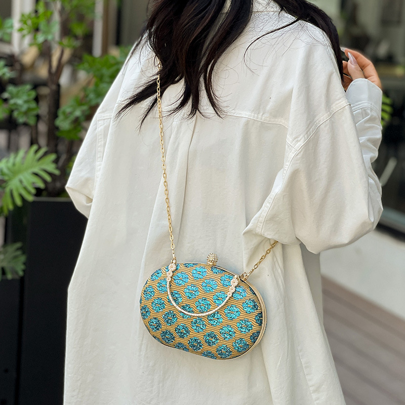 Cross-border trendy sequined glitter evening bag, fashionable banquet women's clutch bag, personalized single-shoulder crossbody bag details Picture