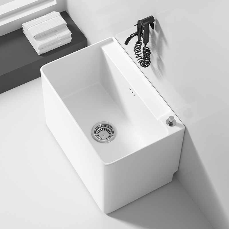 Balcony mop pool, ceramic mop pool, floor washing basin, sink, bathroom, floor-standing household, small apartment, small size full figure