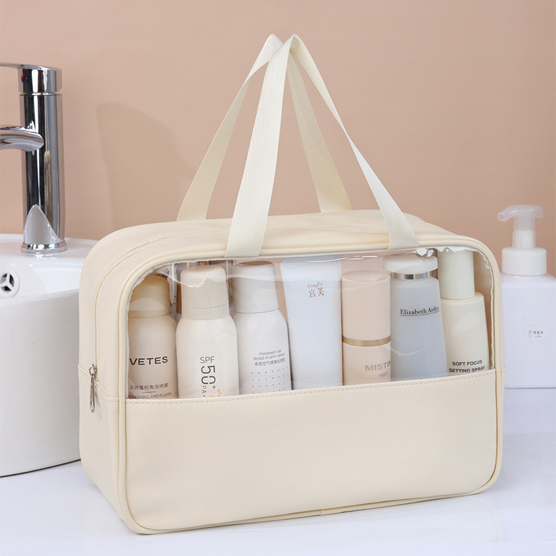 Large-capacity cosmetic bag for women, transparent new portable, high appearance level cosmetic storage bag, waterproof travel bag, toiletry bag details Picture