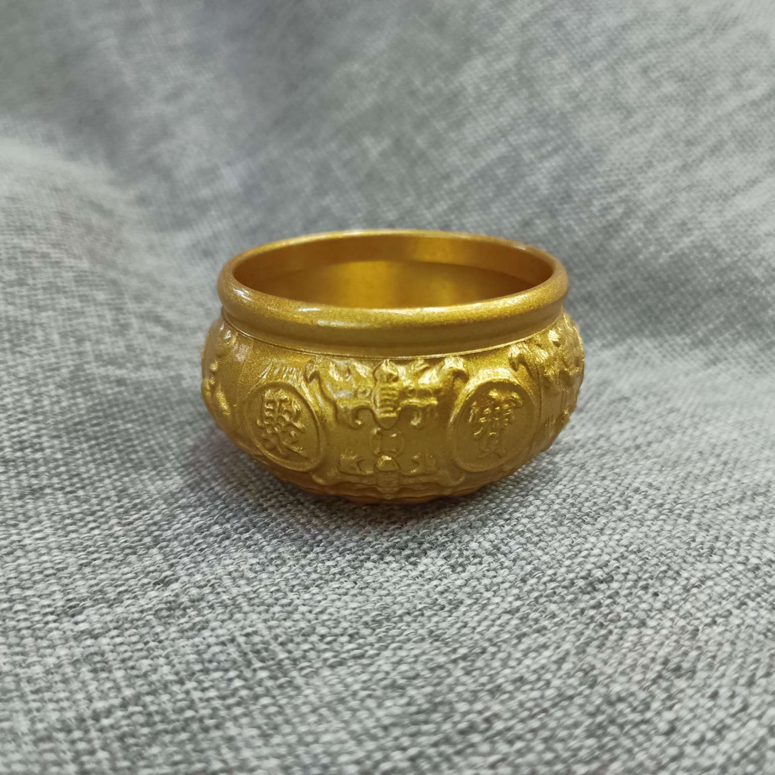 Zhonggong Handicrafts, Gifts, Ornaments, Treasure Basin, Double Fish Gold, small size, 04 cm detail image 3