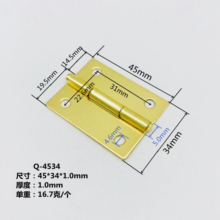 Foshan manufacturer supplies furniture hardware hinges, copper door hinges, 180-degree iron hinges, 2-inch small hinges Specification drawing