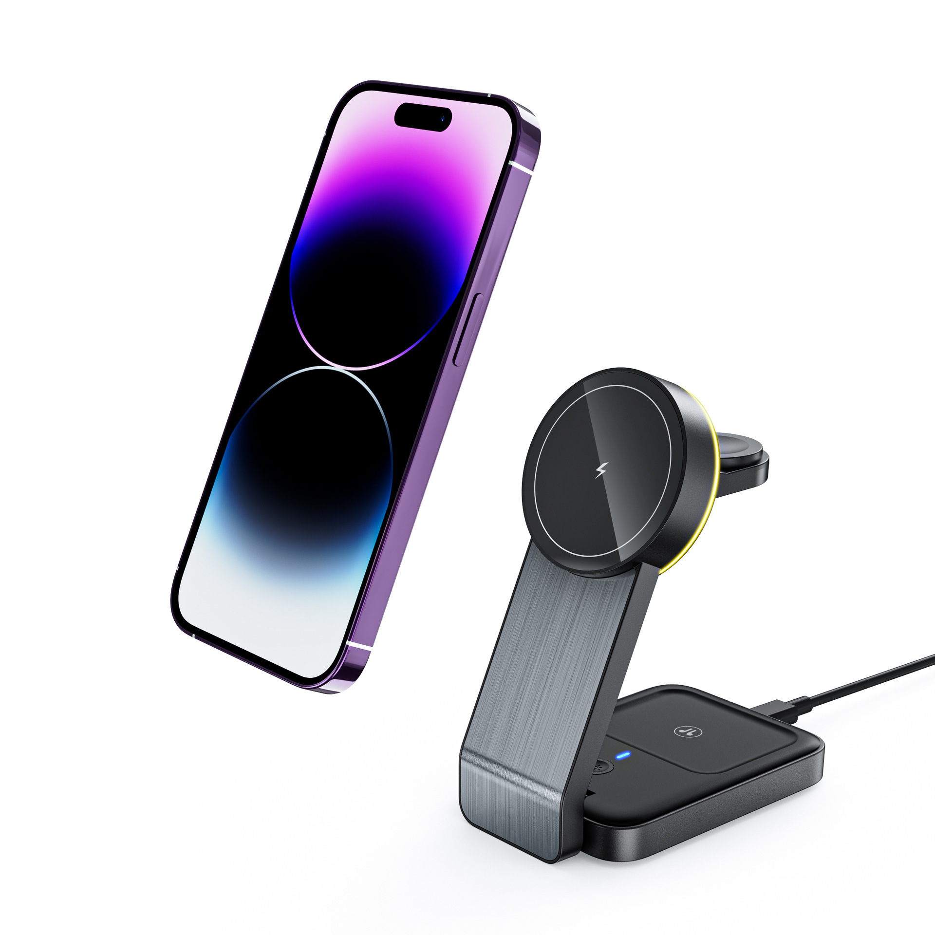 Cross-border three-in-one wireless magnetic fast charging phone stand, suitable for folding charging base of Apple Watch headphones Specification drawing