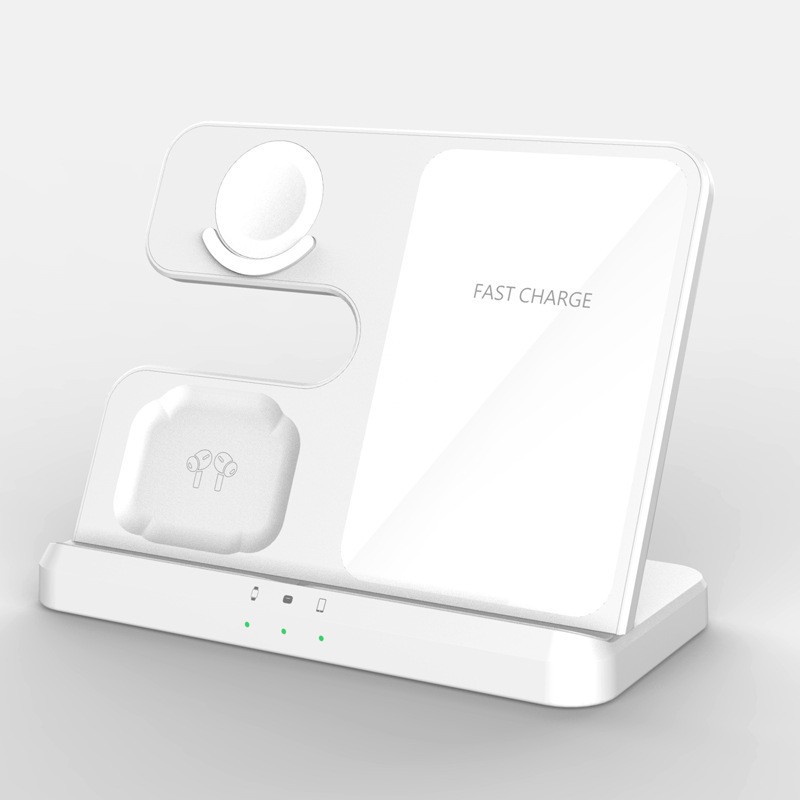 The multi-functional wireless charger from the source factory is suitable for the three-in-one wireless charging of Samsung watches, mobile phones and headphones Specification drawing
