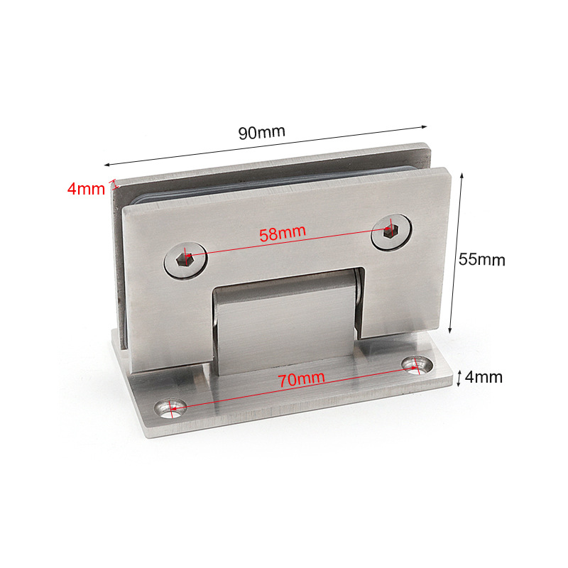 201-304 stamped stainless steel 4MM 90-degree bathroom clamp XZ-101 stainless steel bathroom glass clamp door hinge Specification drawing