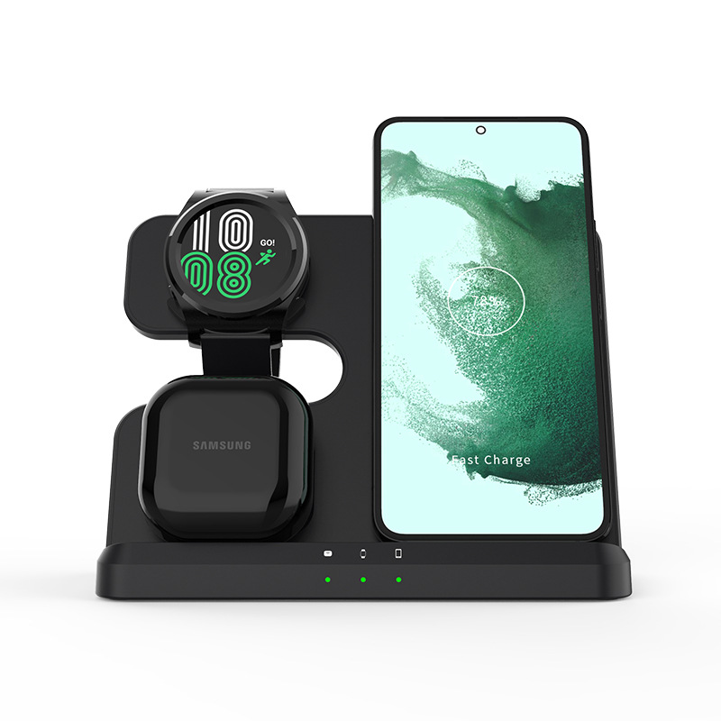 The cross-border three-in-one wireless charger multi-functional stand with 15W fast charging is suitable for Samsung mobile phones, watches and headphones details Picture