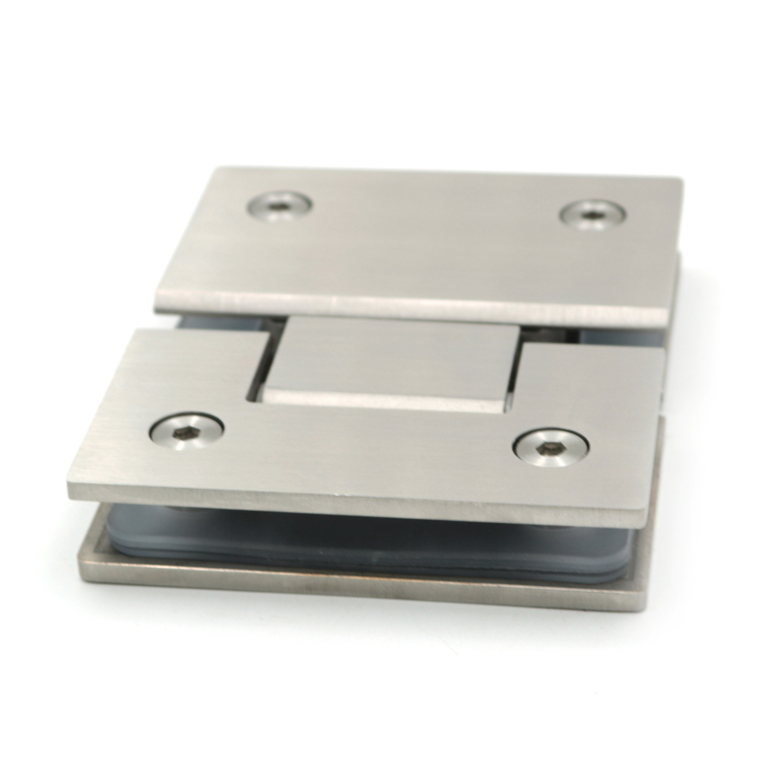 180-degree stainless steel glass clamps, sanded bathroom clamps, shower room glass fixed partition hinges, shower room accessories details Picture