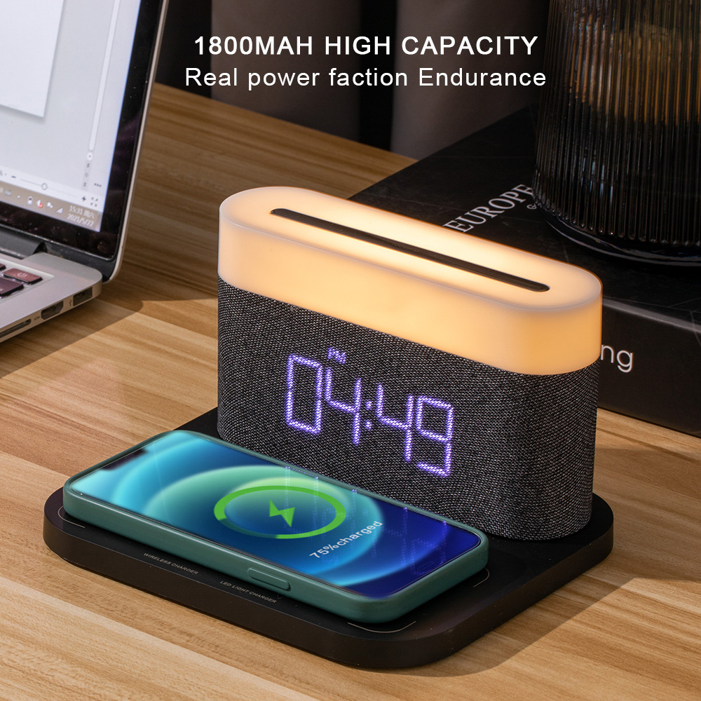 The new best-selling three-in-one magnetic 15W fast charging wireless charging touch stepless dimming night light LED time screen alarm full figure
