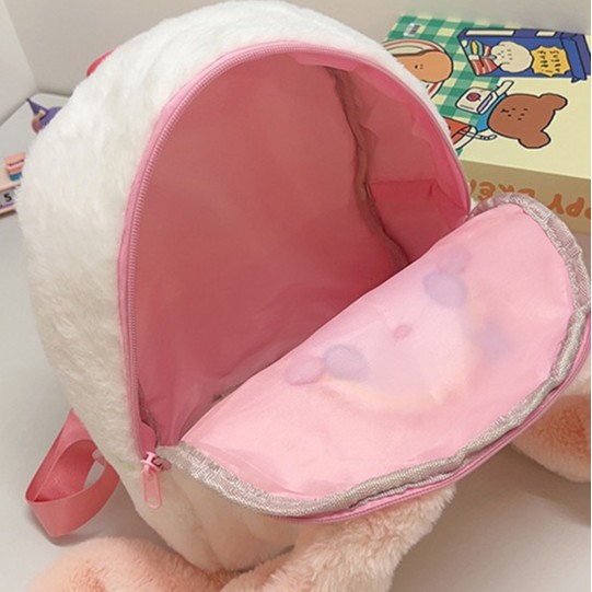 2024 New Korean version cute and versatile velvet large-capacity girlish backpack, cartoonish casual student backpack Specification drawing