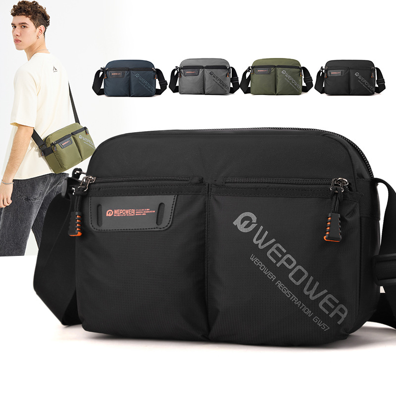 WEPOWER's new casual men's single-shoulder crossbody bag, large-capacity bag, men's bag, trendy canvas single-shoulder bag full figure