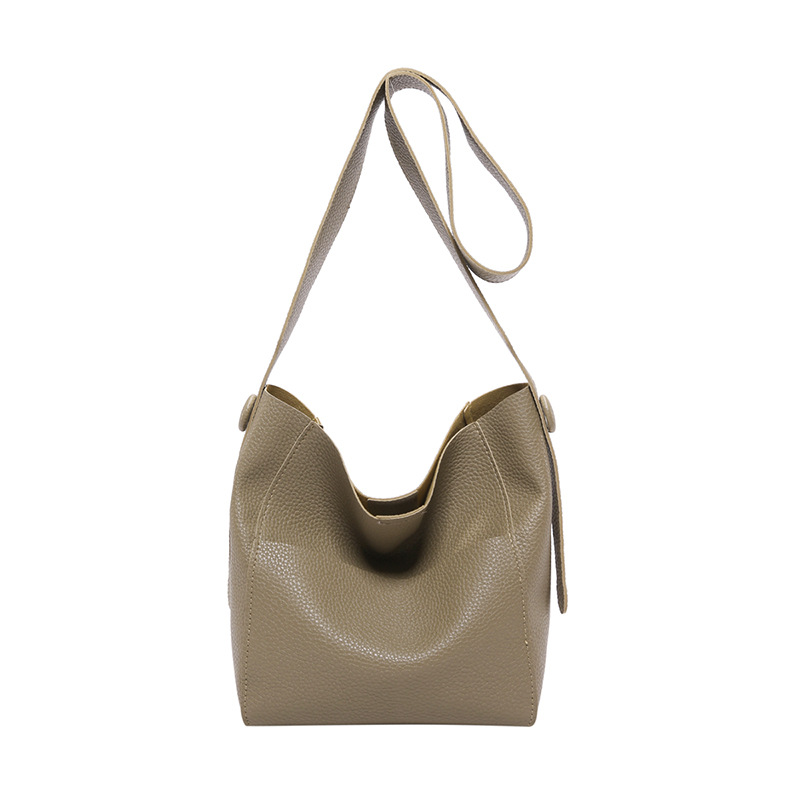 This year's popular women's bags: The new 2024 fashionable autumn wide-band crossbody bag and the simple commuting hand-held bucket bag Item Picture