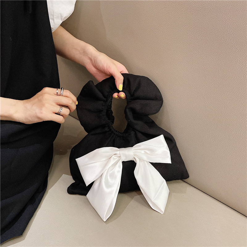 14173 Cute Bow Bag Mini Wrist Cloud Bag Women's New ins pleated Lace Handbag wholesale full figure
