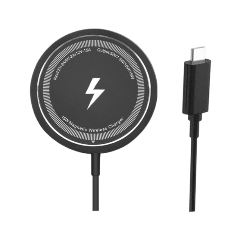 Magnetic wireless charging 15W mobile phone fast charging, cross-border wireless ultra-thin alloy tape Type-C cable magsafe wireless charging Item Picture