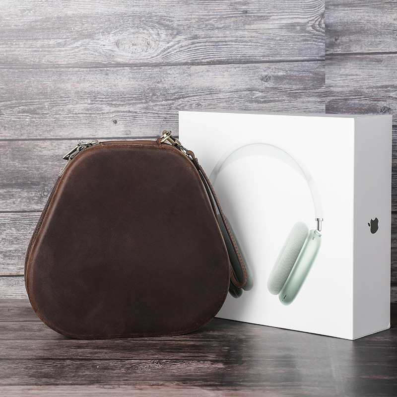 airpodsmax earphone case, cowhide Apple over-ear wrist zipper earphone case, one-piece consignment details Picture