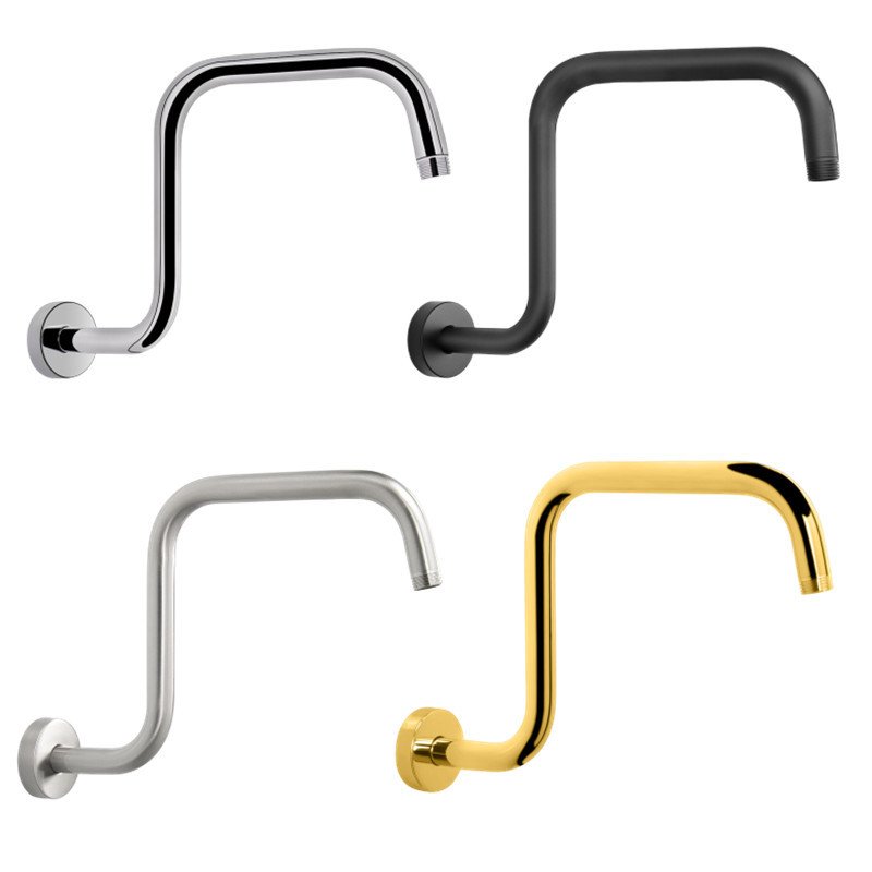 Cross-border 13-inch height-adjustable showerhead arm with gold and black brushed concealed top spray rod and water outlet pipe, Amazon Item Picture