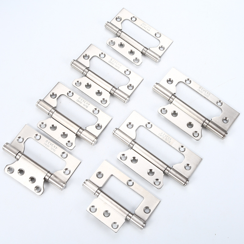 Stainless steel 4-inch and 5-inch mother and child hinges for home bedroom doors, and electroplated hinges for home bathroom doors without grooves details Picture