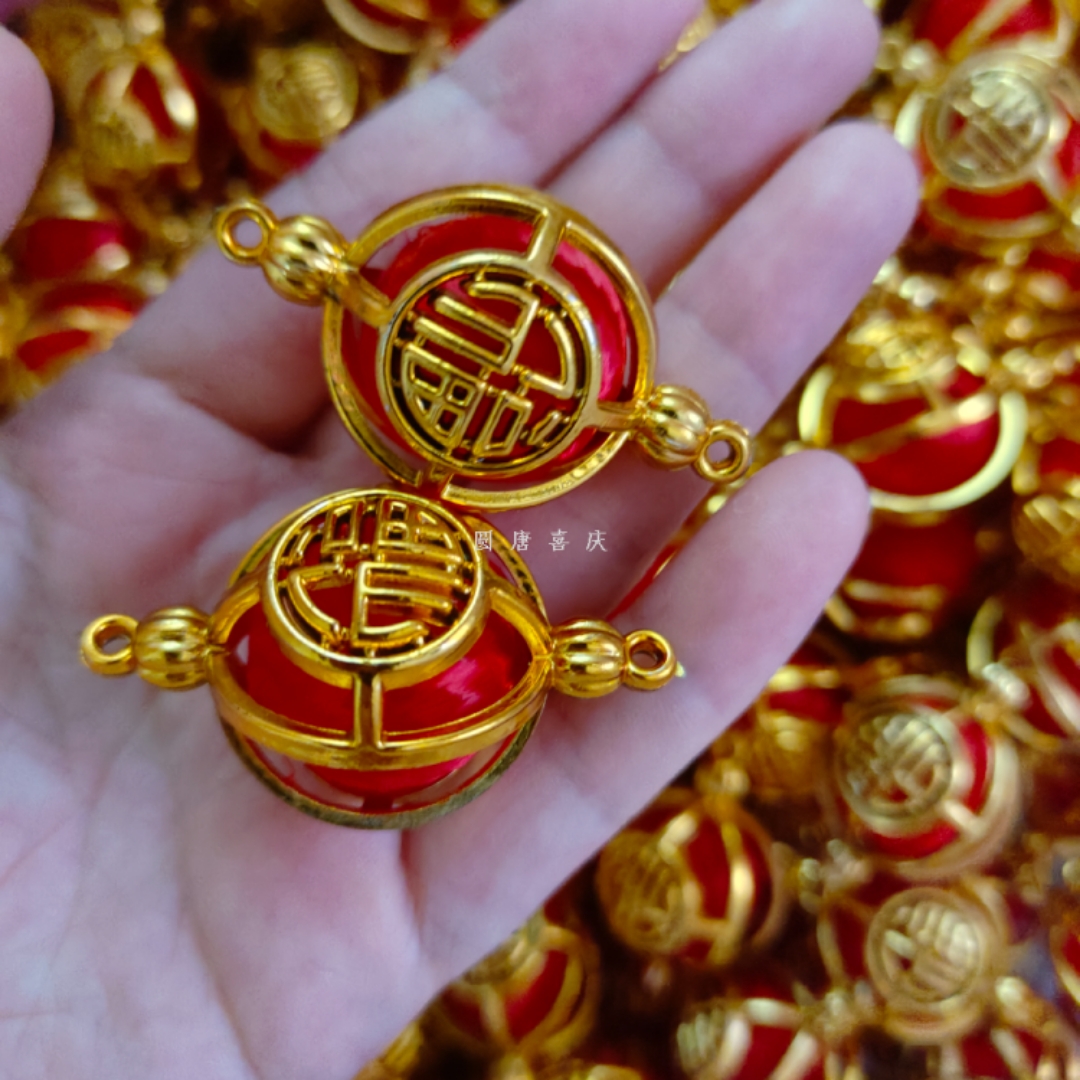 丝线小红球灯笼球金框单个圆形小灯笼钻石冬瓜小灯笼喜庆装饰配件春节中秋节装饰用品灯笼系列小灯笼配件