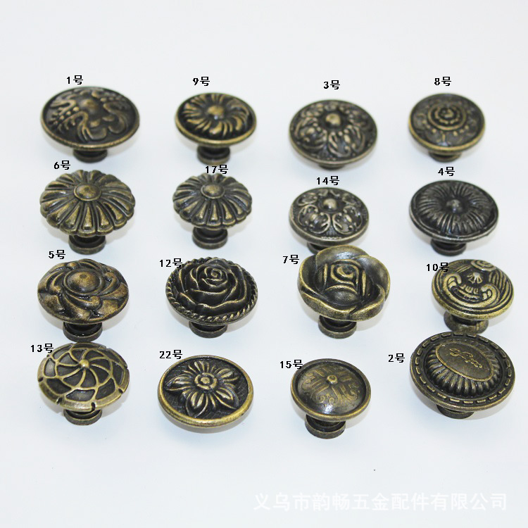25 zinc alloy single-hole drawer handles, retro and modern drawer, cabinet door, home decoration handles, round pattern handles details Picture