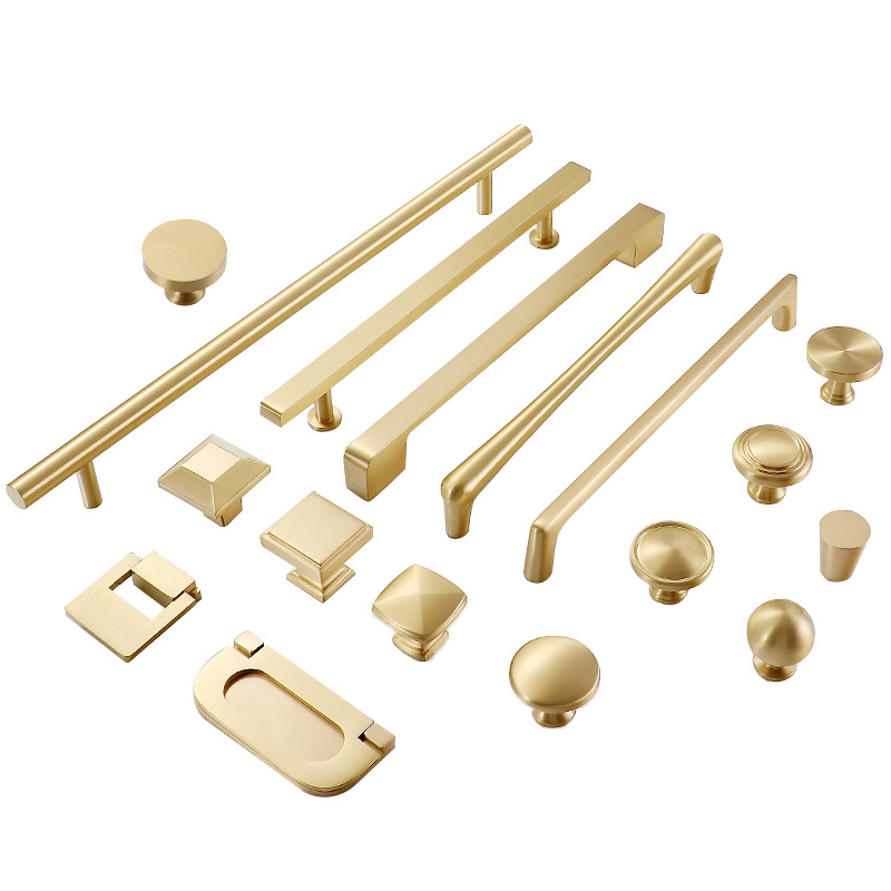 Nordic brass cabinet drawer single-hole handle, modern and simple pure copper gold single-hole cabinet and wardrobe door handle Item Picture