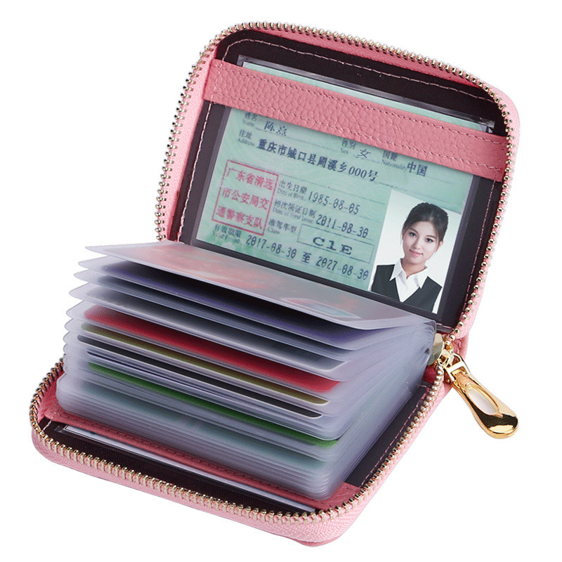 Men's anti-demagnetization multi-slot ultra-thin ID card case Women's anti-theft swiping large-capacity bank zipper version Item Picture