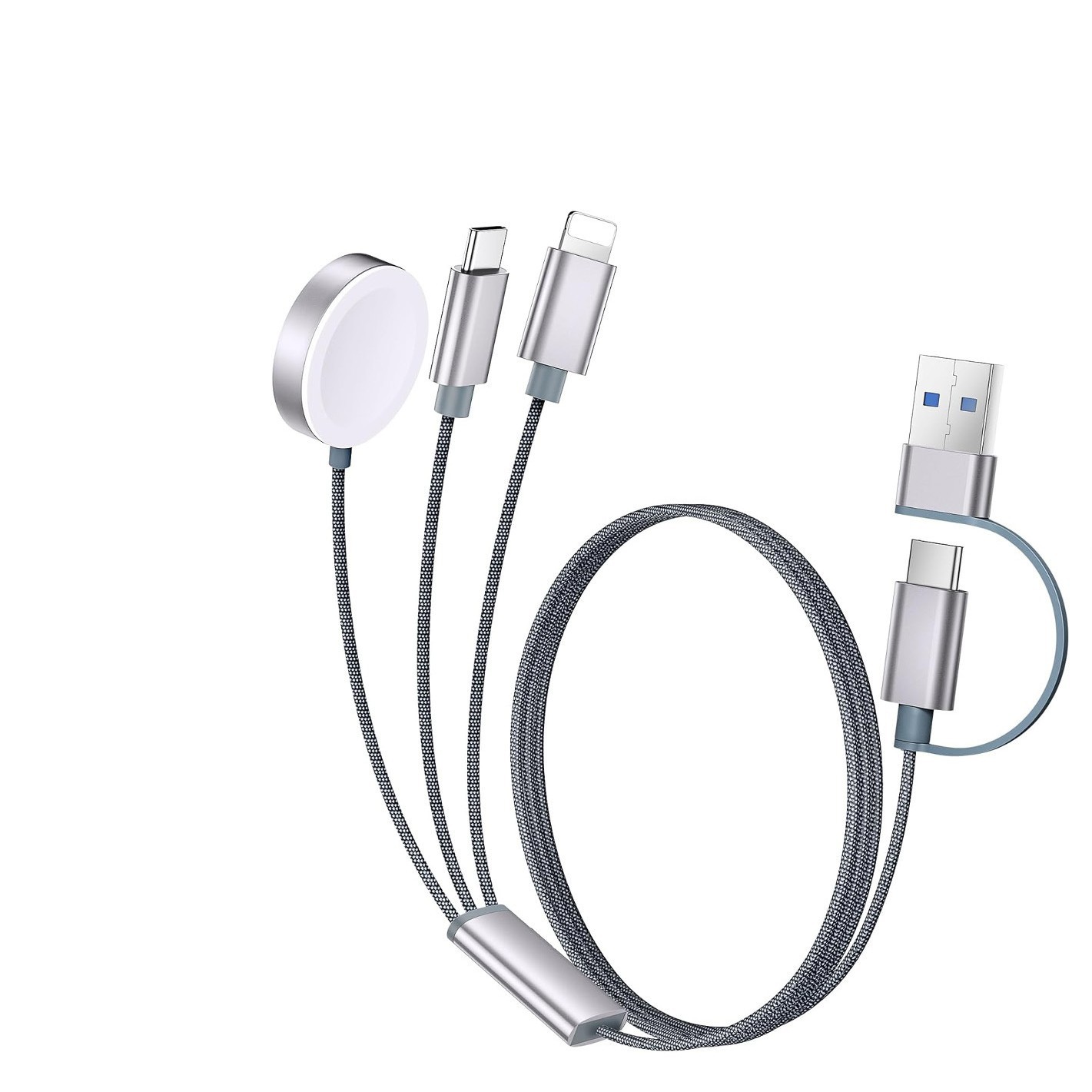 This product is suitable for charging Apple watches with braided wires, wireless charging for watches, three-in-one charging for watches, and wireless charging for watches full figure