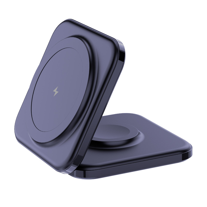 The Magsafe magnetic folding wireless charger 2-in-1 stand is suitable for iPhone 12-16 and iwatch watches full figure
