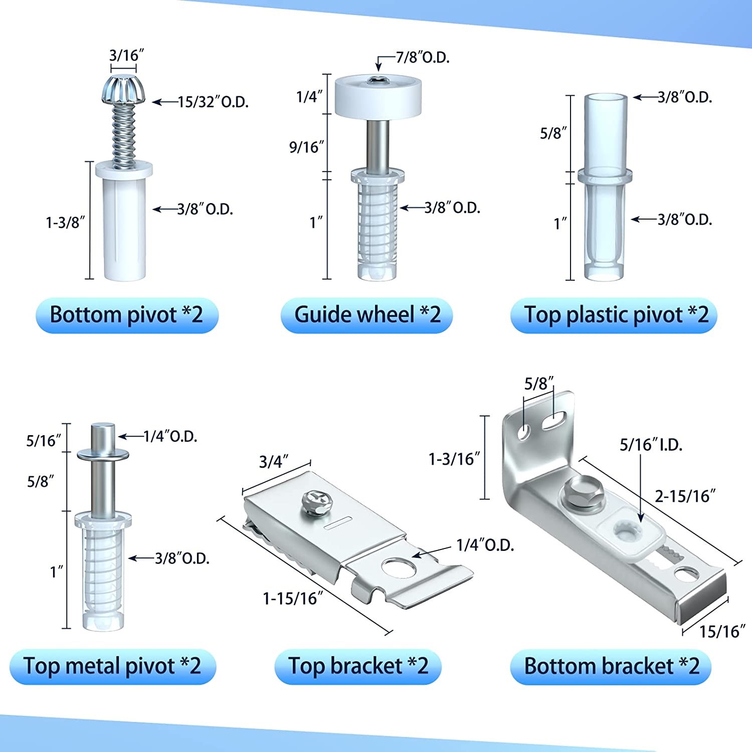 Set A25139 Jiangsu Jiangyin Double Folding Door Hinge Double Folding Door Metal Top Pivot Hardware Package Specification drawing