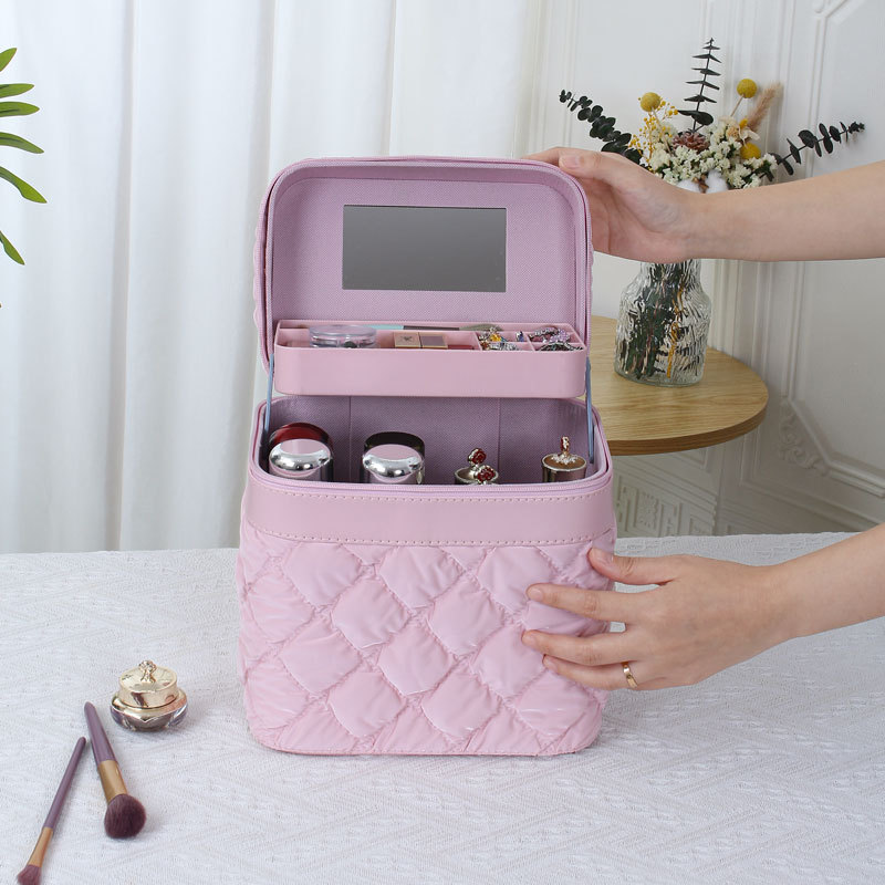 Large-capacity makeup bag, portable makeup box, cosmetics desktop storage box, high-end souvenir bag, multi-functional Application Scenario