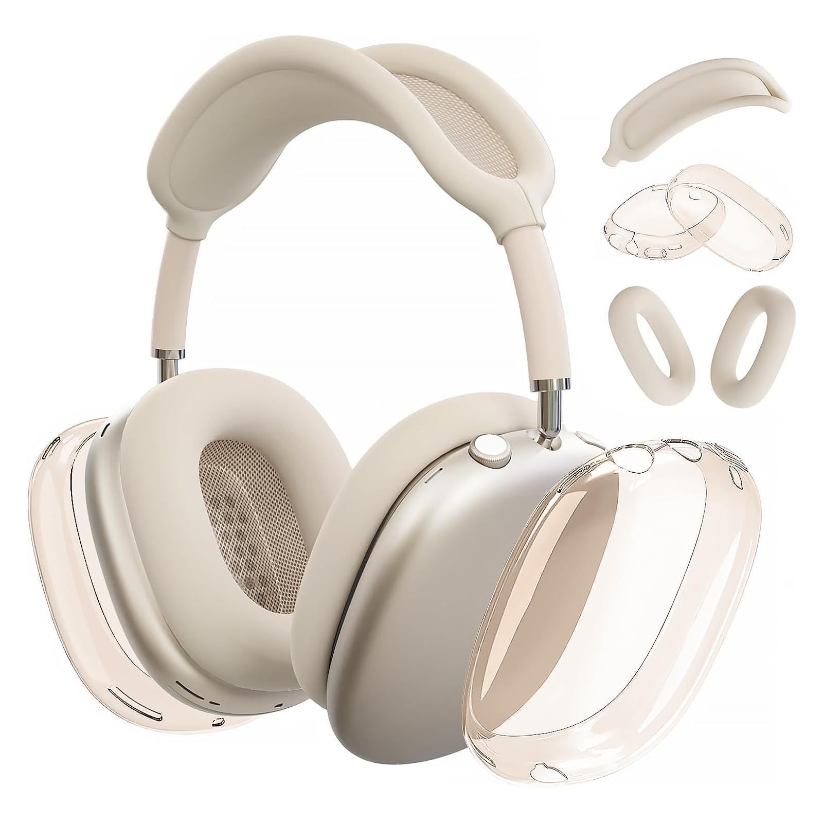 airpodsmax protective case, Apple Bluetooth earphone silicone case, over-ear transparent TPU ear cup protective case full figure
