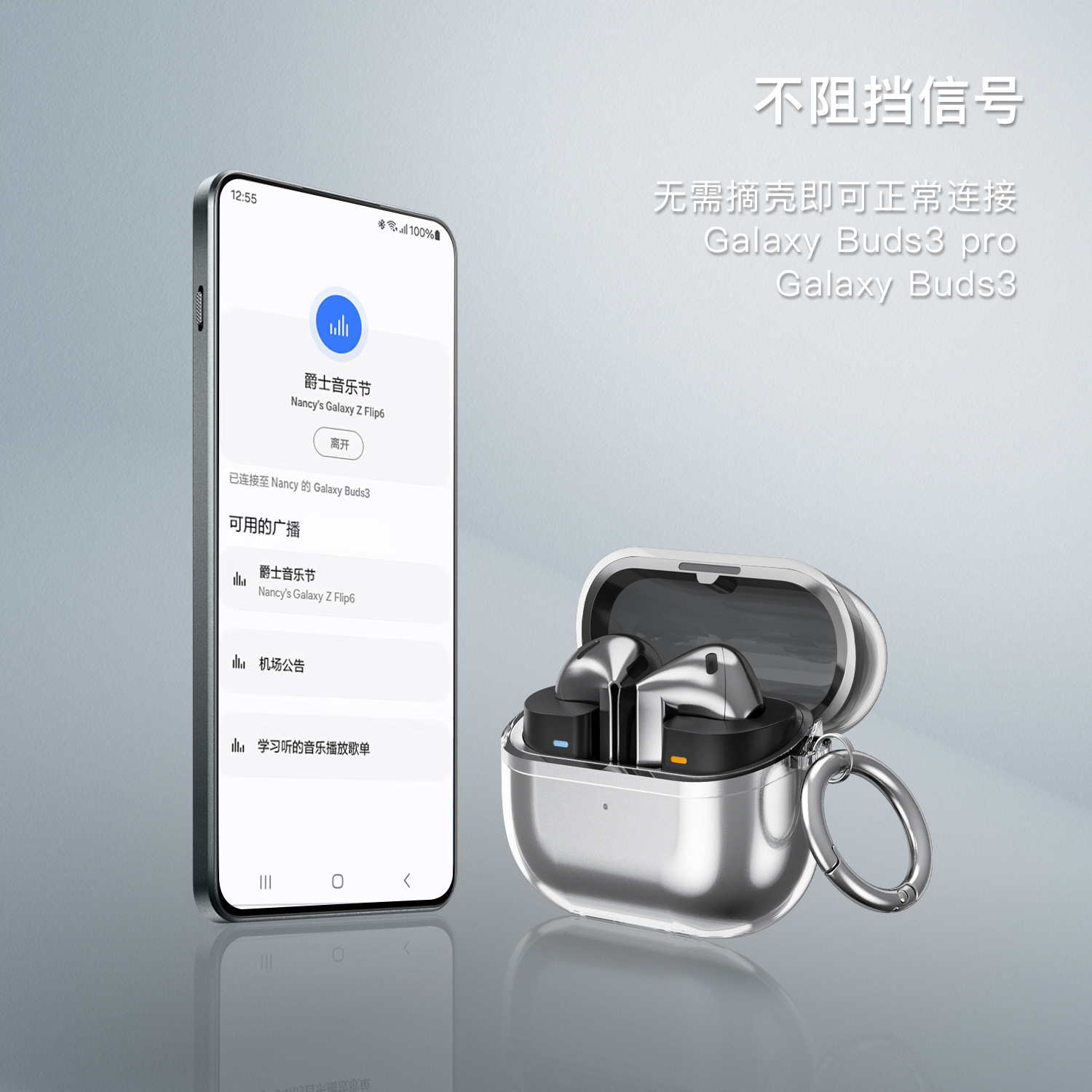 New transparent earphone case for Samsung Galaxy Buds3 pro: Galaxy Buds3 headphone case Specification drawing