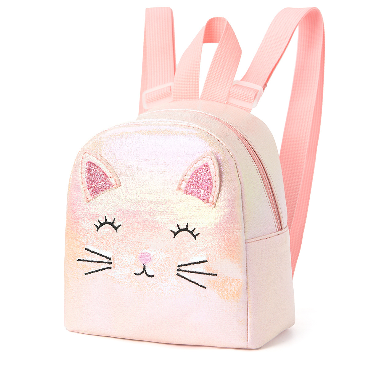 Mini and cute cat-embroidered backpack for children and girls, a classic backpack suitable for daily life of little girls, kindergartens and primary school students Item Picture