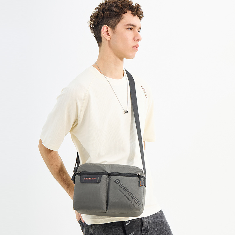 WEPOWER's new casual men's single-shoulder crossbody bag, large-capacity bag, men's bag, trendy canvas single-shoulder bag details Picture