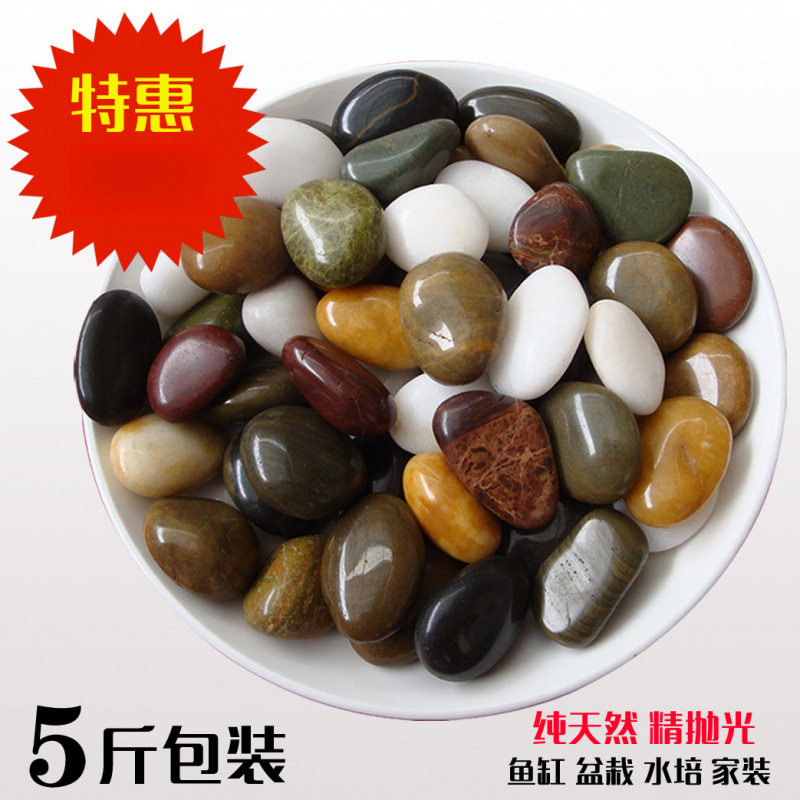 High-quality pebbles, rain flower stones, raw stones, highly polished, multicolored stones for decoration, floor covering, fish tank, garden pot covering, and courtyard stones details Picture