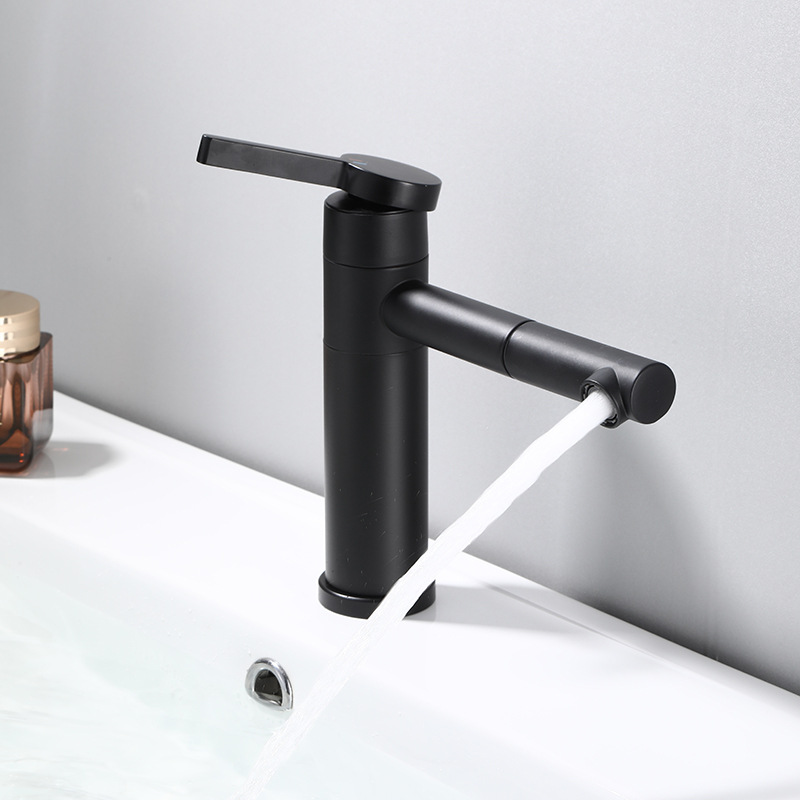 Black bathroom countertop basin, rotating faucet, washbasin gun, grey cold and hot faucet Application Scenario