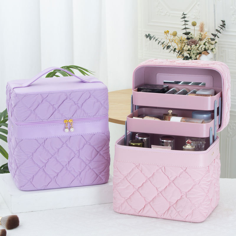 Large-capacity makeup bag, portable makeup box, cosmetics desktop storage box, high-end souvenir bag, multi-functional full figure
