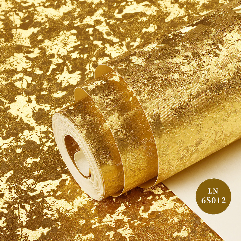 Modern and simple matte gold frosted wallpaper, gold foil ceiling, gold brushed European flower wallpaper, waterproof Application Scenario