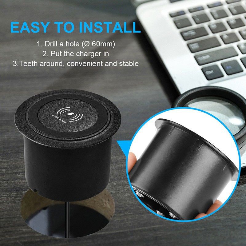 Wireless charger three-in-one, hotel bedside table, office desk furniture, embedded mobile phone charger manufacturer wholesale details Picture