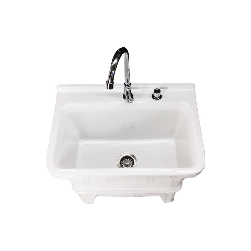 Mop sink, household balcony and bathroom integrated small mop sink, floor-standing high-legged ceramic mop basin Item Picture