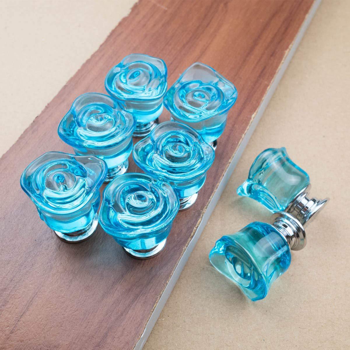 Crystal glass rose gold handles for bedside drawers, furniture cabinet door handles, colored shower room doors, flower bud handles are now available full figure