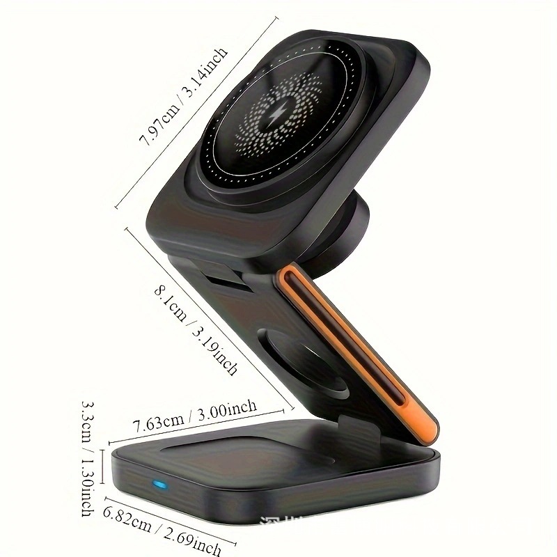 The new multi-functional folding and standing three-in-one fast charger is suitable for Apple phone stand magnetic wireless charger Item Picture