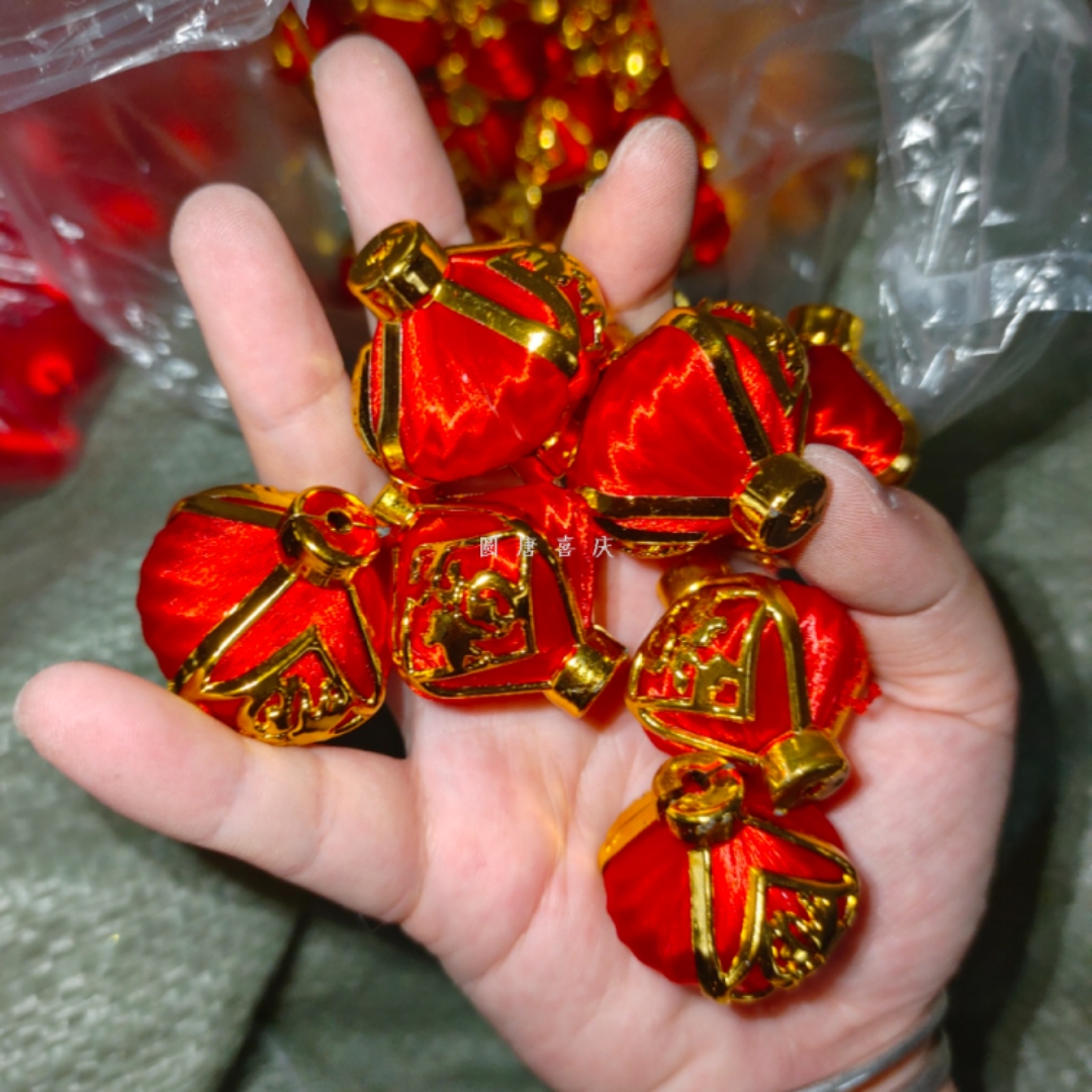 丝线小红球灯笼球金框单个圆形小灯笼钻石冬瓜小灯笼喜庆装饰配件春节中秋节装饰用品灯笼系列小灯笼配件详情2