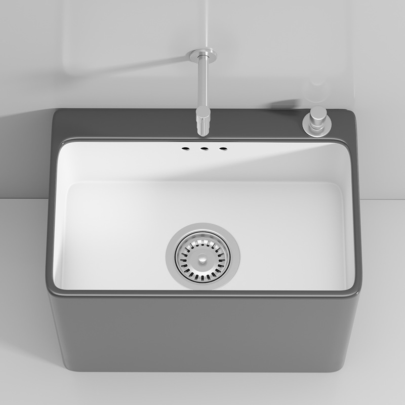 Nordic grey mop sink, home balcony bathroom, large ceramic mop sink, floor-standing small sink Specification drawing