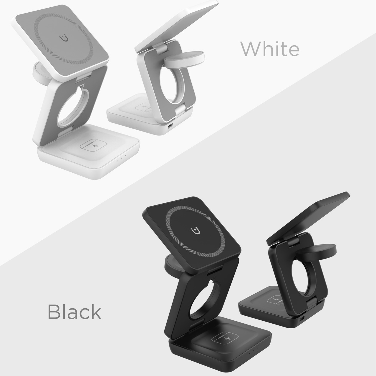 The three-in-one folding magnetic wireless charger is suitable for wireless charging of desktop iphones, Airpods and iwatch details Picture