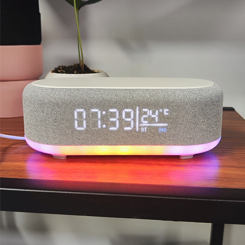 Colorful speaker, clock, alarm clock, wireless charger, multi-functional Bluetooth wireless charger, night light, audio system, wireless charger Application Scenario
