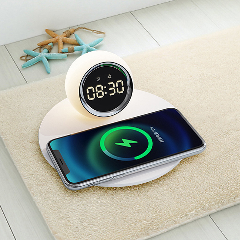 Cross-border wireless fast charging is suitable for Apple and Huawei clocks, mobile phone wireless charging, night lights, business gifts wholesale details Picture