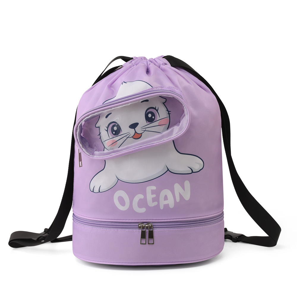 Dry-wet separated swimming bag, double-layer cartoon storage bag, children's portable storage bag, fitness backpack, toiletry bag Application Scenario