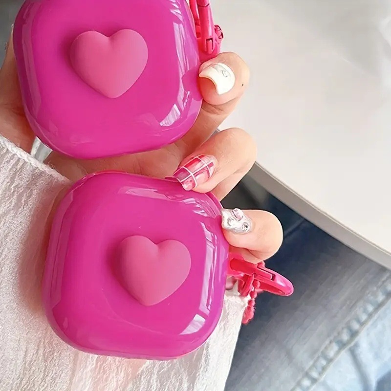 ins rose red heart, suitable for galaxy buds2pro case, earphone cover, and Apple 3rd generation Bluetooth box details Picture