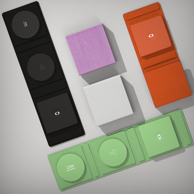 Magnetic wireless charging, multi-functional earphone charger, magsafe folding watch, 3-in-1 mobile phone, dual 15W fast charging Item Picture