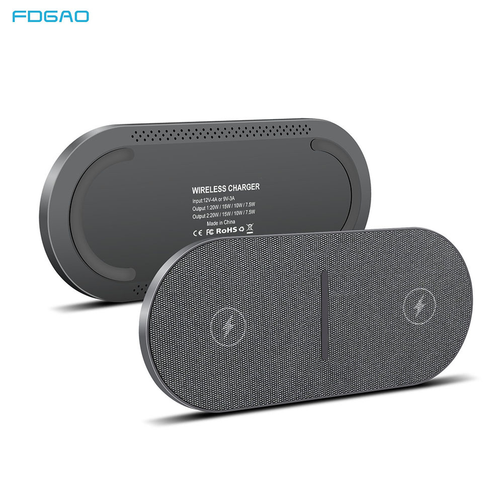 FDGAO/ 2-in-1 wireless charger with dual 20W fast charging, compatible with iPhone 12 and Apple headphones Specification drawing